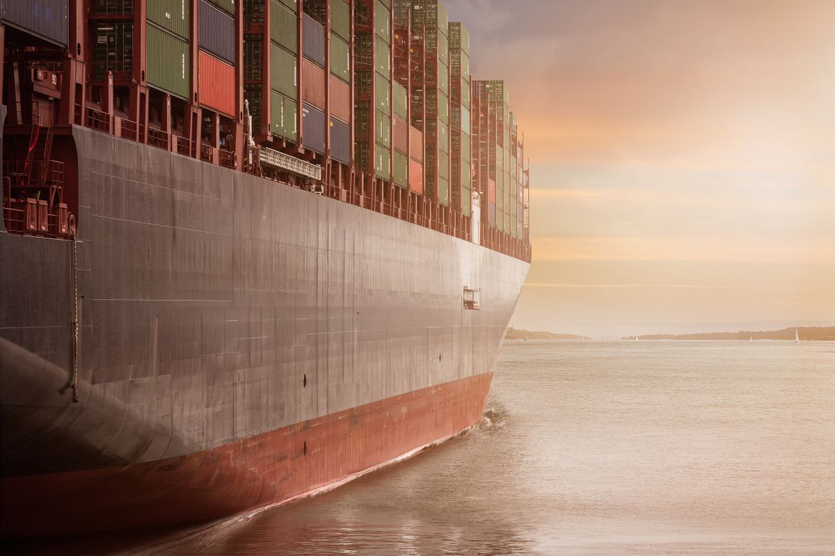 Container ship at sea โ global export logistics